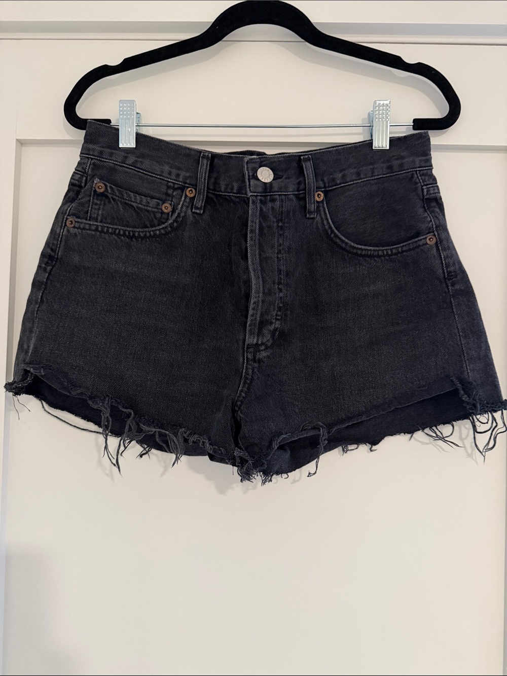 AGOLDE Charcoal Parker Denim Cutoff Shorts